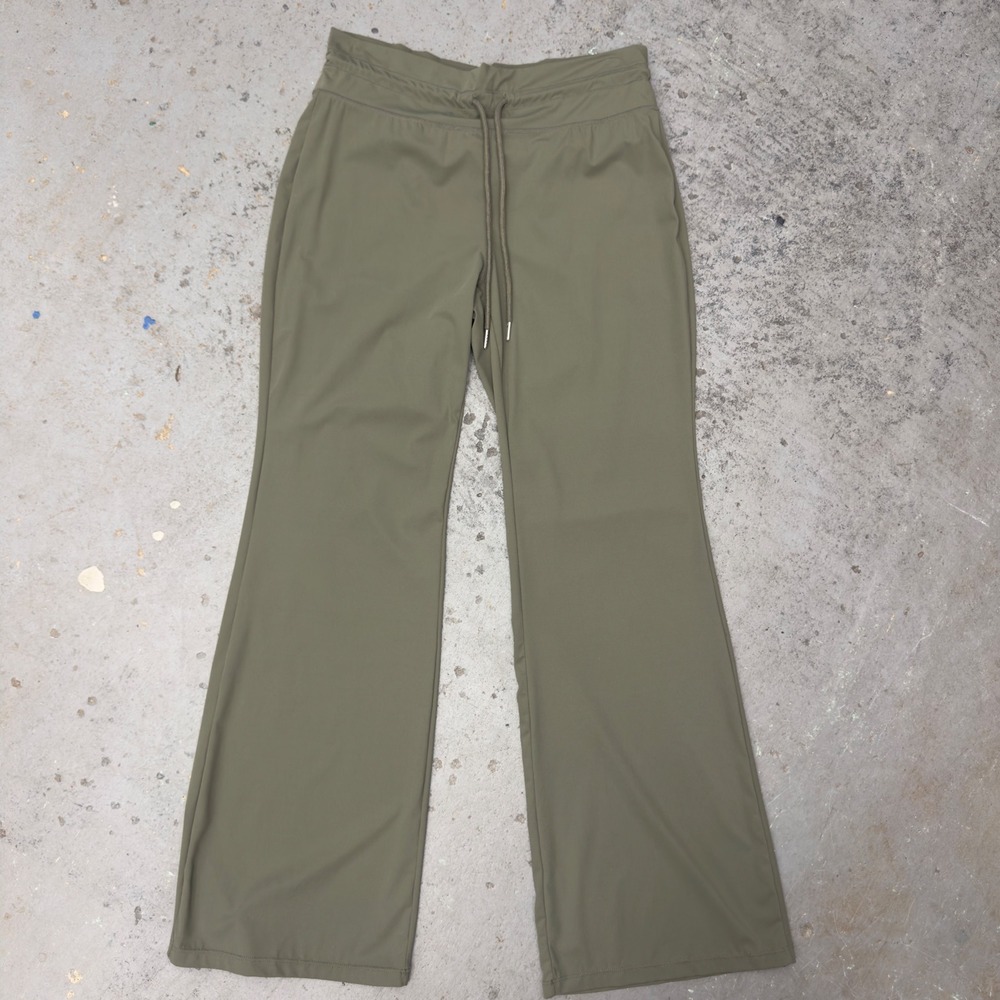 Halara XL Olive Green Wide Leg Drawstring Yoga Pants High Waisted Back Pockets